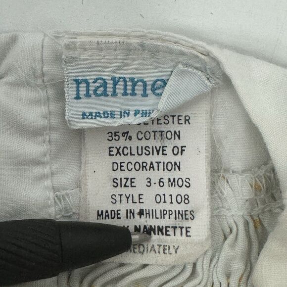 Vintage Nannette Dress Bonnet Set Baby Girls Small Smocked Lace Made USA 70s - Picture 8 of 8